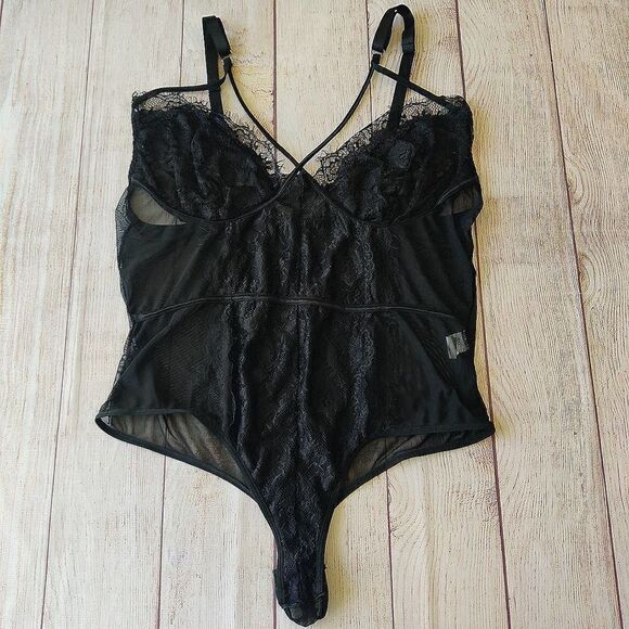 Plus size sheer stretch eyelash lace bodysuit sz 3XL - Picture 10 of 14